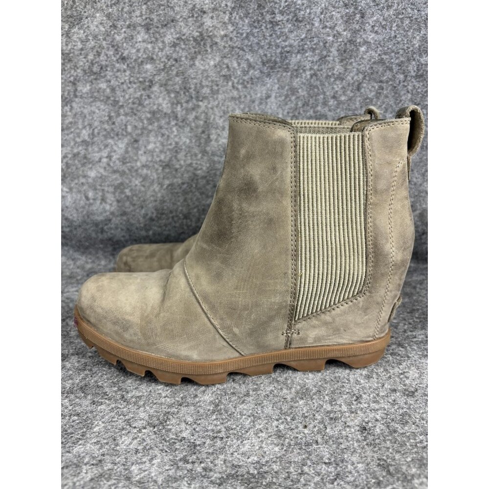 Sorel‎ Boots Womens Size 8.5 Brown Leather Chelsea Wedge Lug Sole NL3754-297